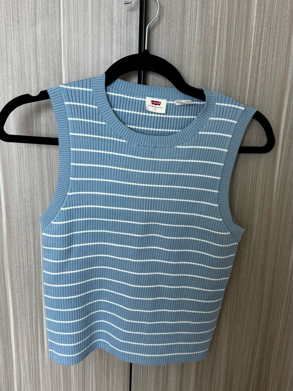 Levi's Light Blue & White Ribbed Stripe Tank NWOT